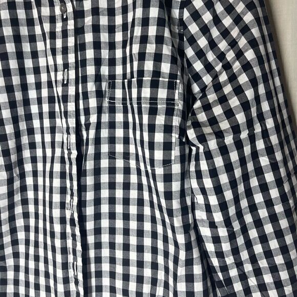 J. Crew black and‎ white checked bottom down blouse top, size medium - Picture 5 of 16
